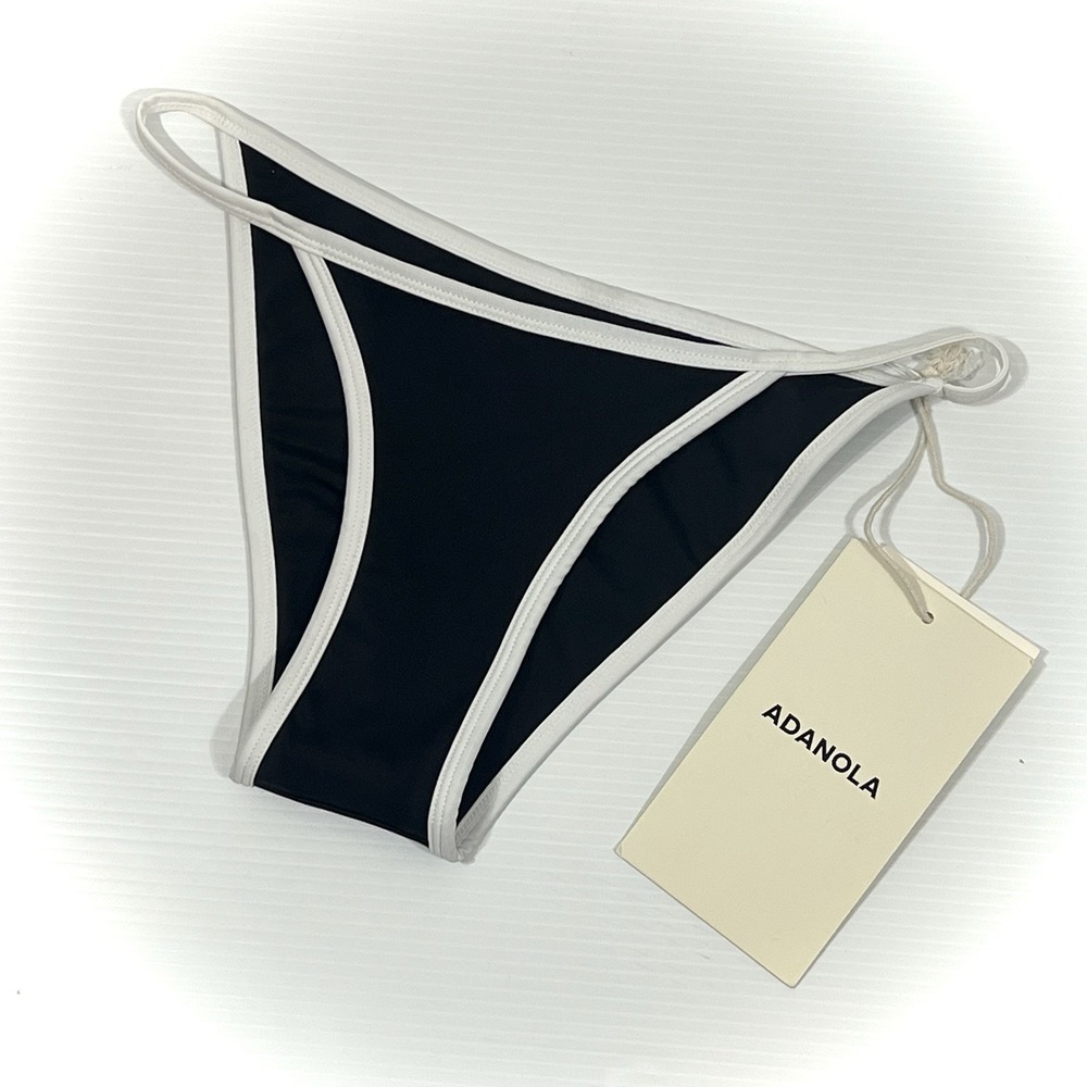 Adanola‎ High-Leg Contrast-Piping Bikini Bottoms Size Medium Black White NEW